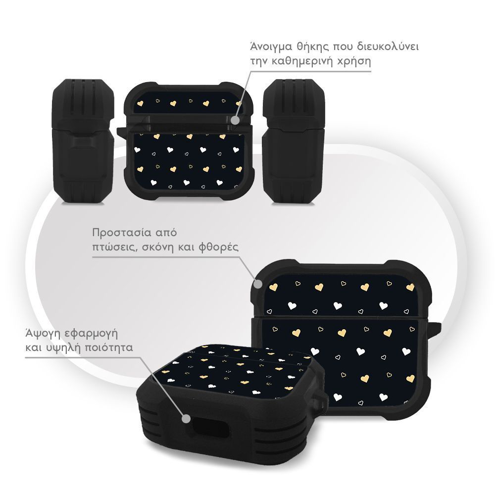 Θήκη Σιλικόνης Sonique Heart Series για AirPods 3 Μαύρο 01