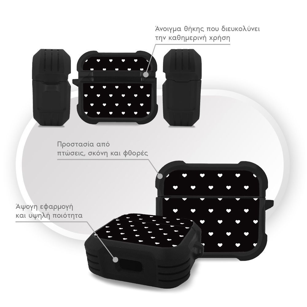 Θήκη Σιλικόνης Sonique Heart Series για AirPods 3 Μαύρο 02