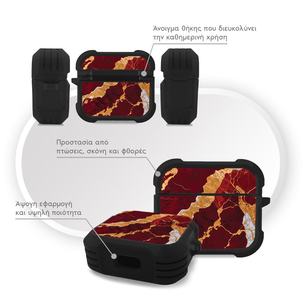 Θήκη Σιλικόνης Sonique Marble Series για AirPods 3 Κόκκινο