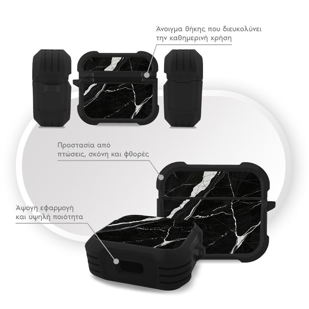 Θήκη Σιλικόνης Sonique Marble Series για AirPods 3 Μαύρο