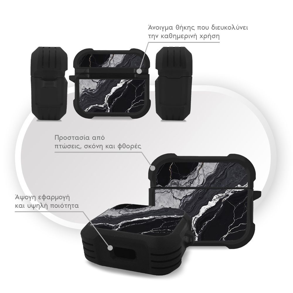 Θήκη Σιλικόνης Sonique Marble Series για AirPods 3 Μαύρο 02