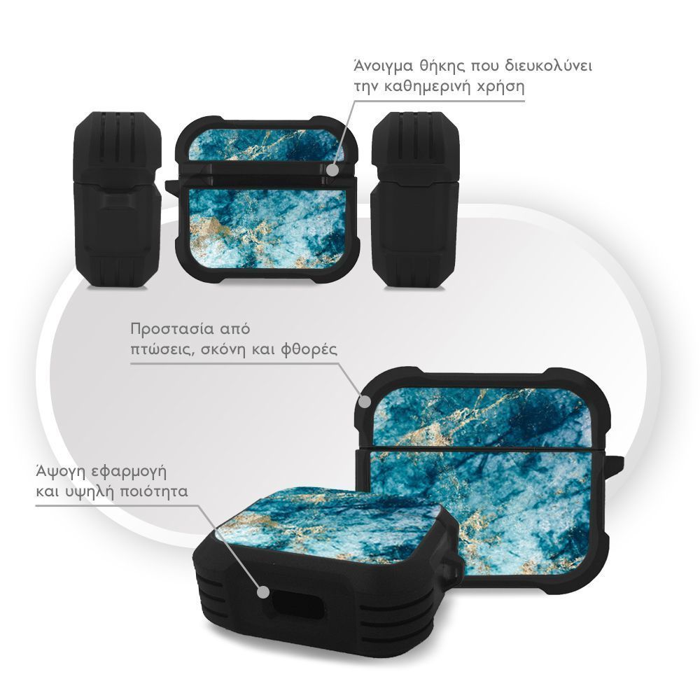 Θήκη Σιλικόνης Sonique Marble Series για AirPods 3 Μπλε