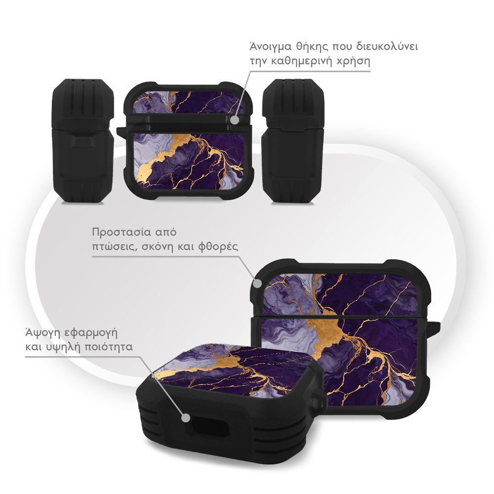 Θήκη Σιλικόνης Sonique Marble Series για AirPods 3 Μωβ