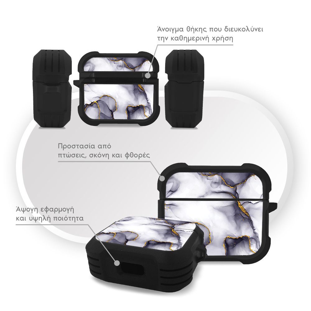 Θήκη Σιλικόνης Sonique Marble Series για AirPods 3 Μωβ Γκρι
