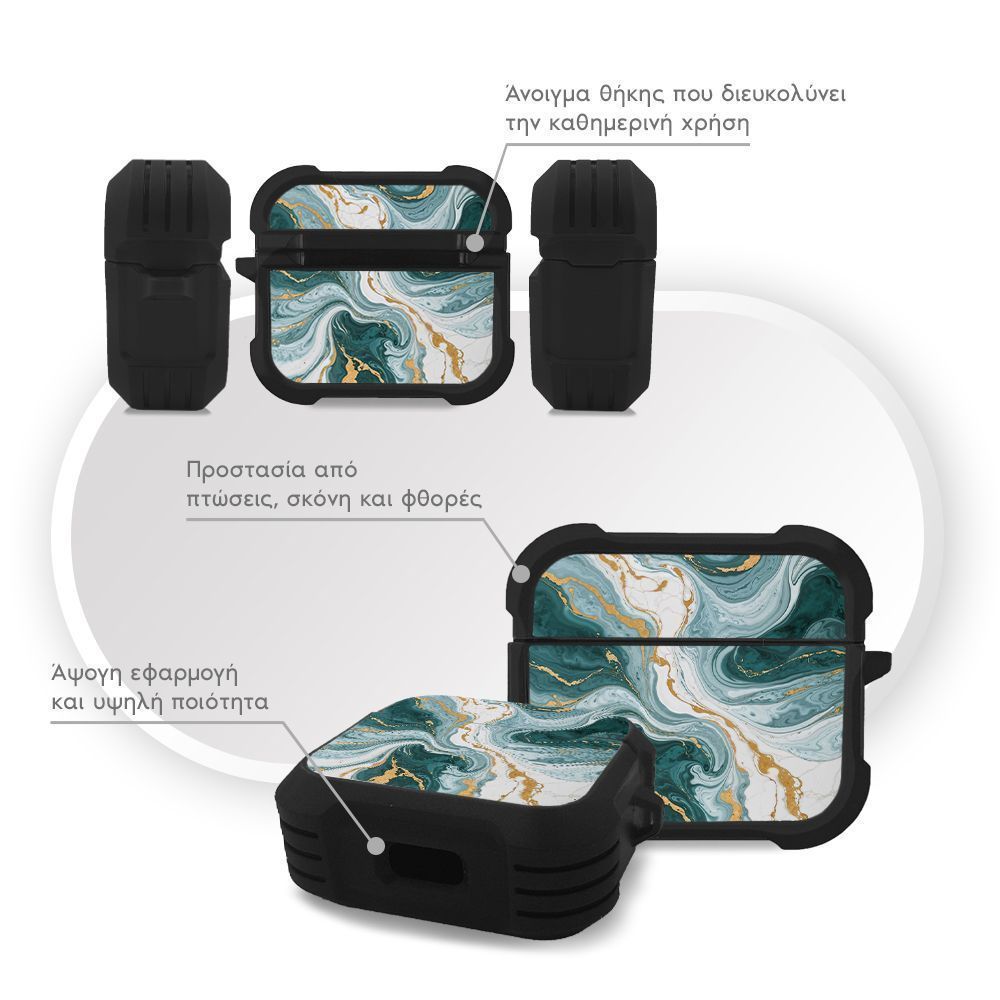 Θήκη Σιλικόνης Sonique Marble Series για AirPods 3 Πράσινο 01