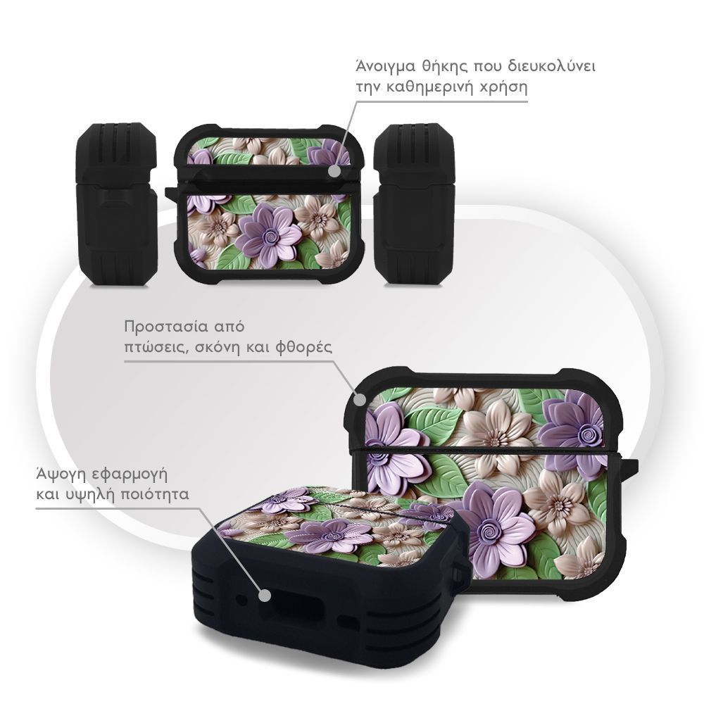 Θήκη Σιλικόνης Sonique 3D Flower Series για AirPods Pro / Pro 2 Βιολετί
