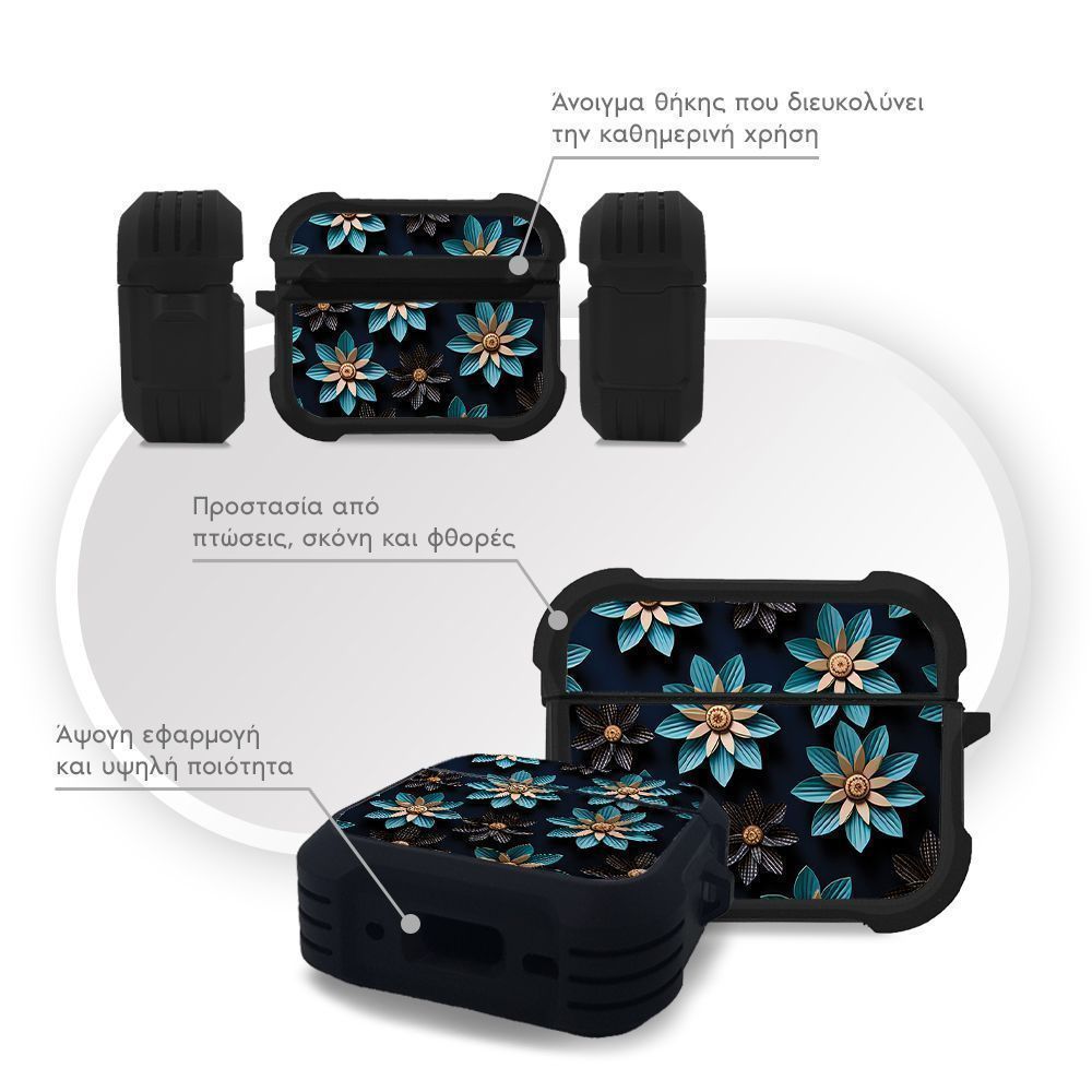 Θήκη Σιλικόνης Sonique 3D Flower Series για AirPods Pro / Pro 2 Γαλάζιο