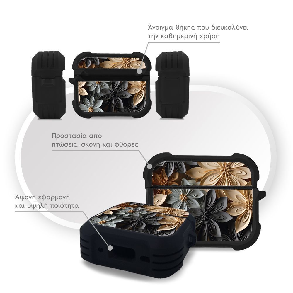 Θήκη Σιλικόνης Sonique 3D Flower Series για AirPods Pro / Pro 2 Γκρι