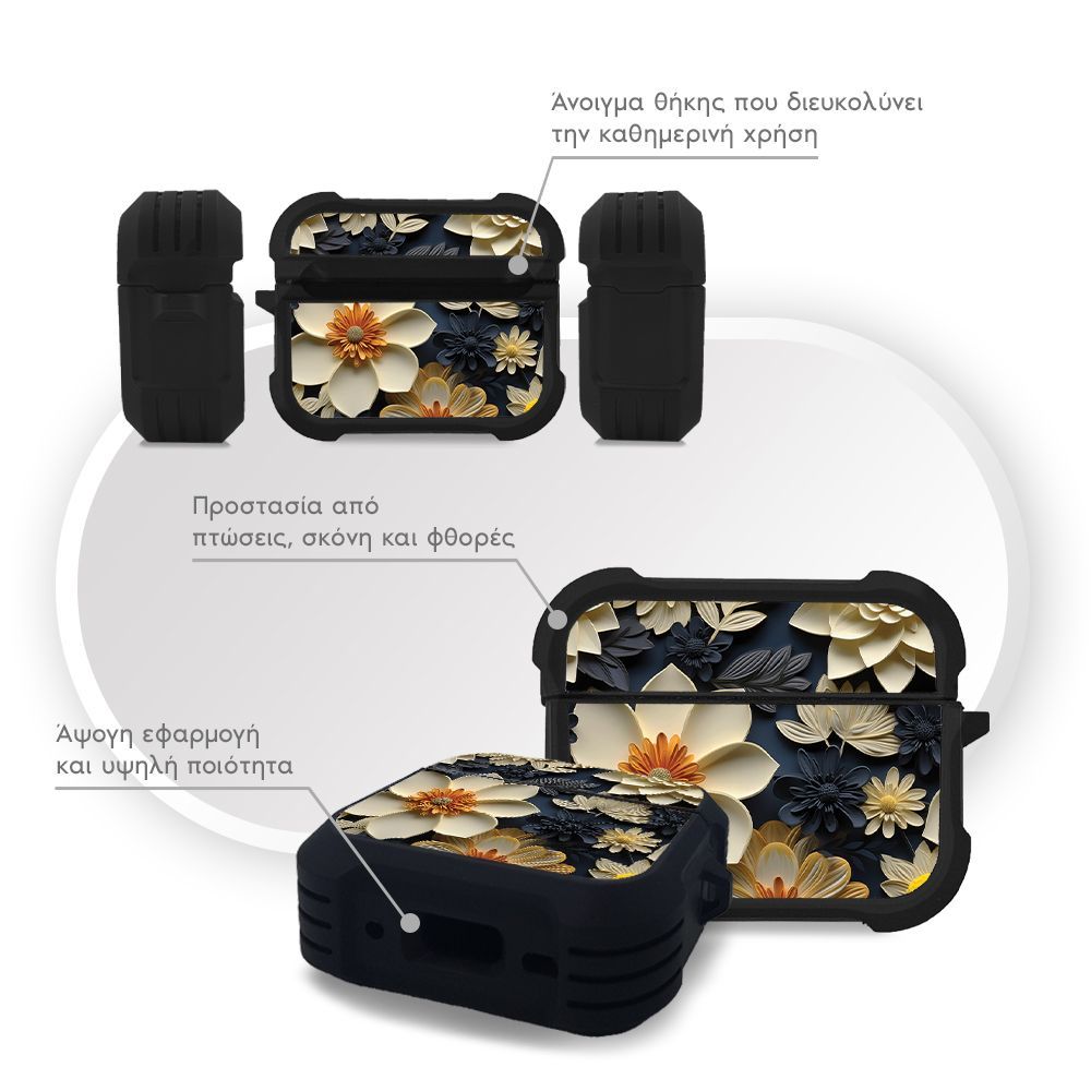 Θήκη Σιλικόνης Sonique 3D Flower Series για AirPods Pro / Pro 2 Εκρού