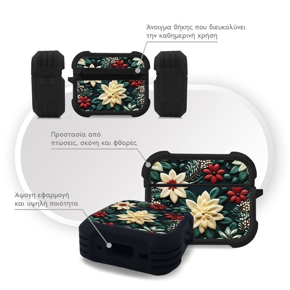 Θήκη Σιλικόνης Sonique 3D Flower Series για AirPods Pro / Pro 2 Πράσινο