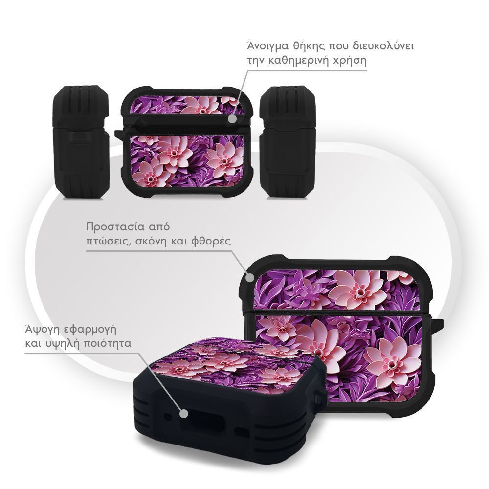 Θήκη Σιλικόνης Sonique 3D Flower Series για AirPods Pro / Pro 2 Ροζ