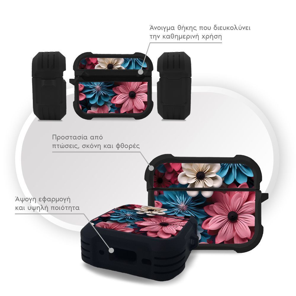 Θήκη Σιλικόνης Sonique 3D Flower Series για AirPods Pro / Pro 2 Ροζ 01
