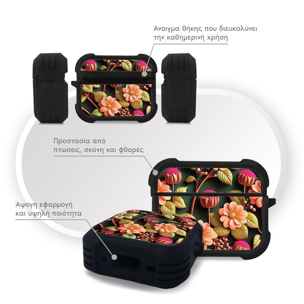 Θήκη Σιλικόνης Sonique 3D Flower Series για AirPods Pro / Pro 2 Σομόν