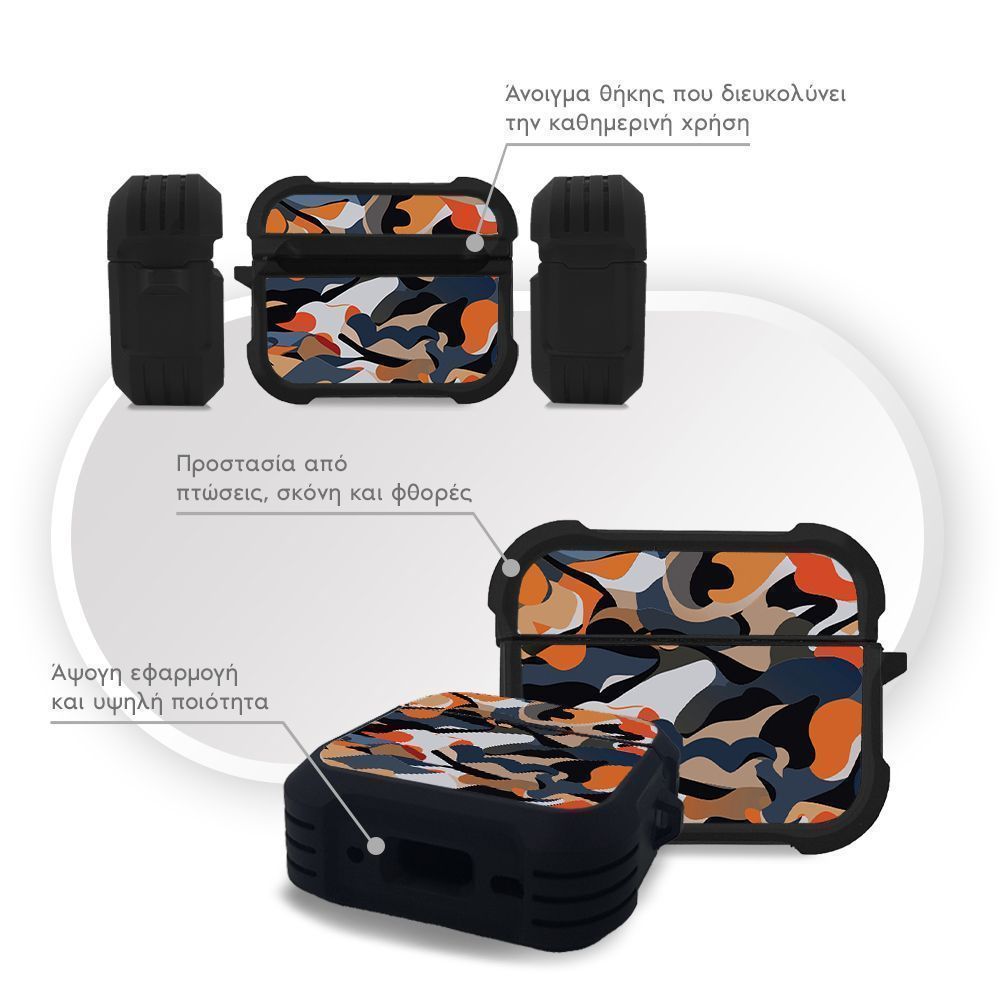Θήκη Σιλικόνης Sonique Camouflage Army Series για AirPods Pro / Pro 2 Πορτοκαλί