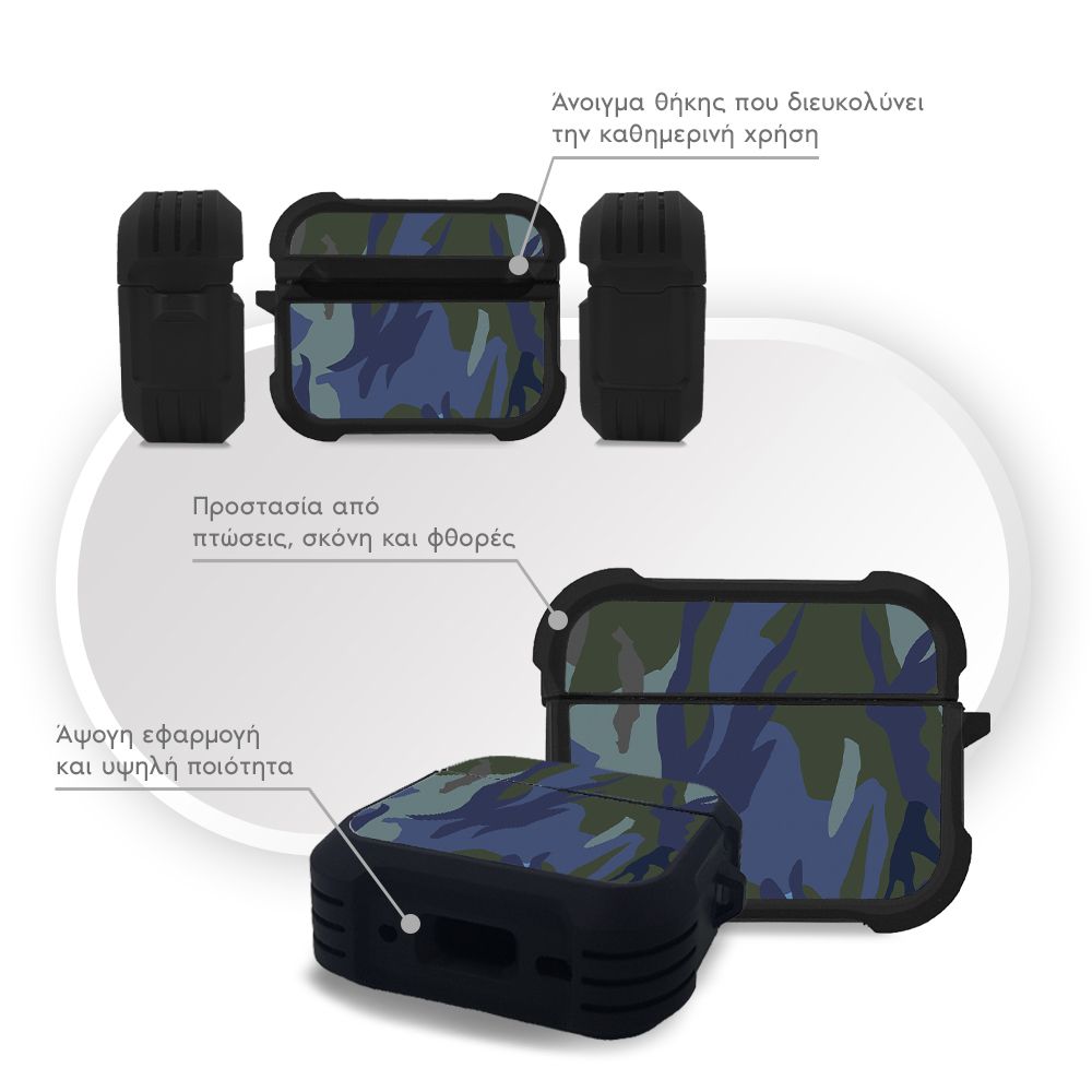 Θήκη Σιλικόνης Sonique Camouflage Army Series για AirPods Pro / Pro 2 Μπλε 01