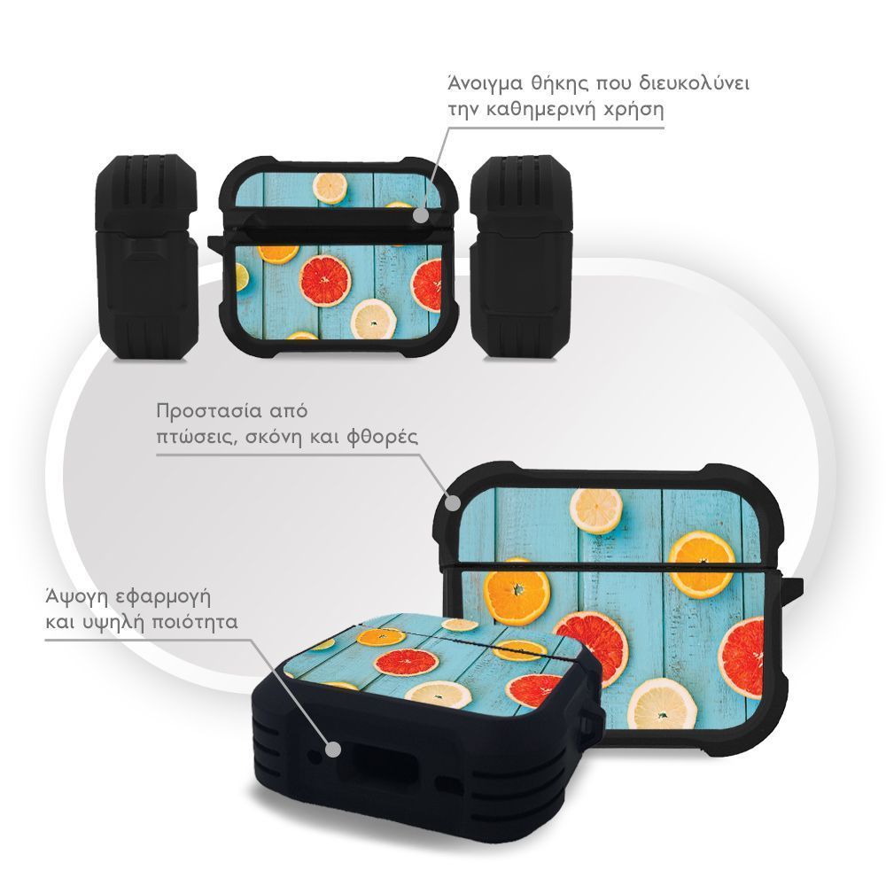 Θήκη Σιλικόνης Sonique Fruit Series για AirPods Pro / Pro 2 Γκρέιπφρουτ
