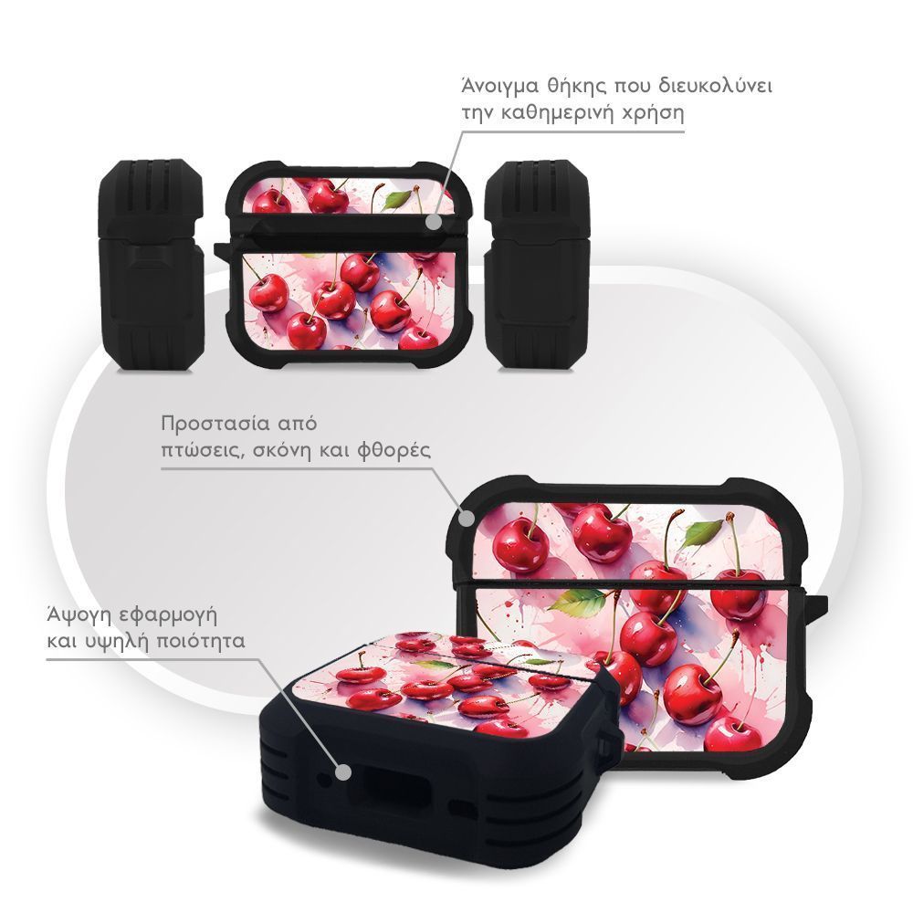 Θήκη Σιλικόνης Sonique Fruit Series για AirPods Pro / Pro 2 Κεράσι