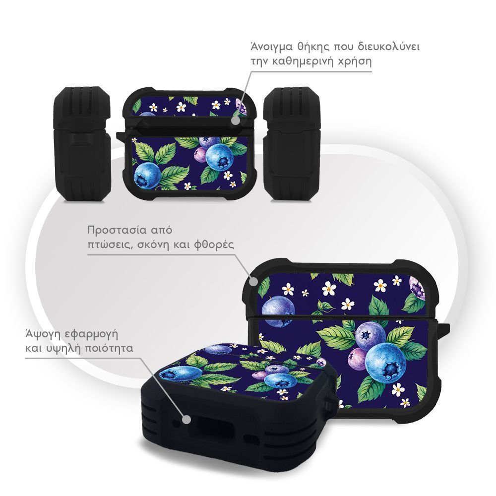 Θήκη Σιλικόνης Sonique Fruit Series για AirPods Pro / Pro 2 Μύρτιλο 01