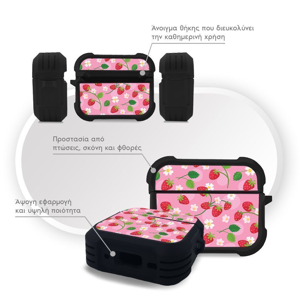 Θήκη Σιλικόνης Sonique Fruit Series για AirPods Pro / Pro 2 Φράουλα