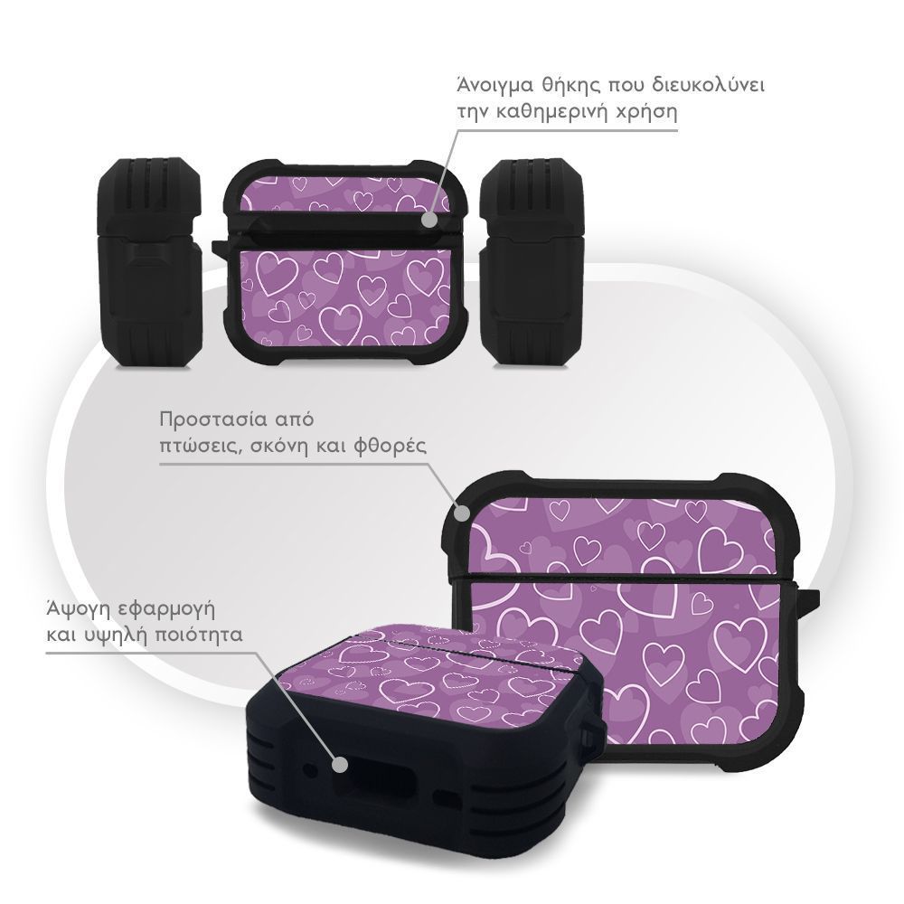 Θήκη Σιλικόνης Sonique Heart Series για AirPods Pro / Pro 2 Βιολετί