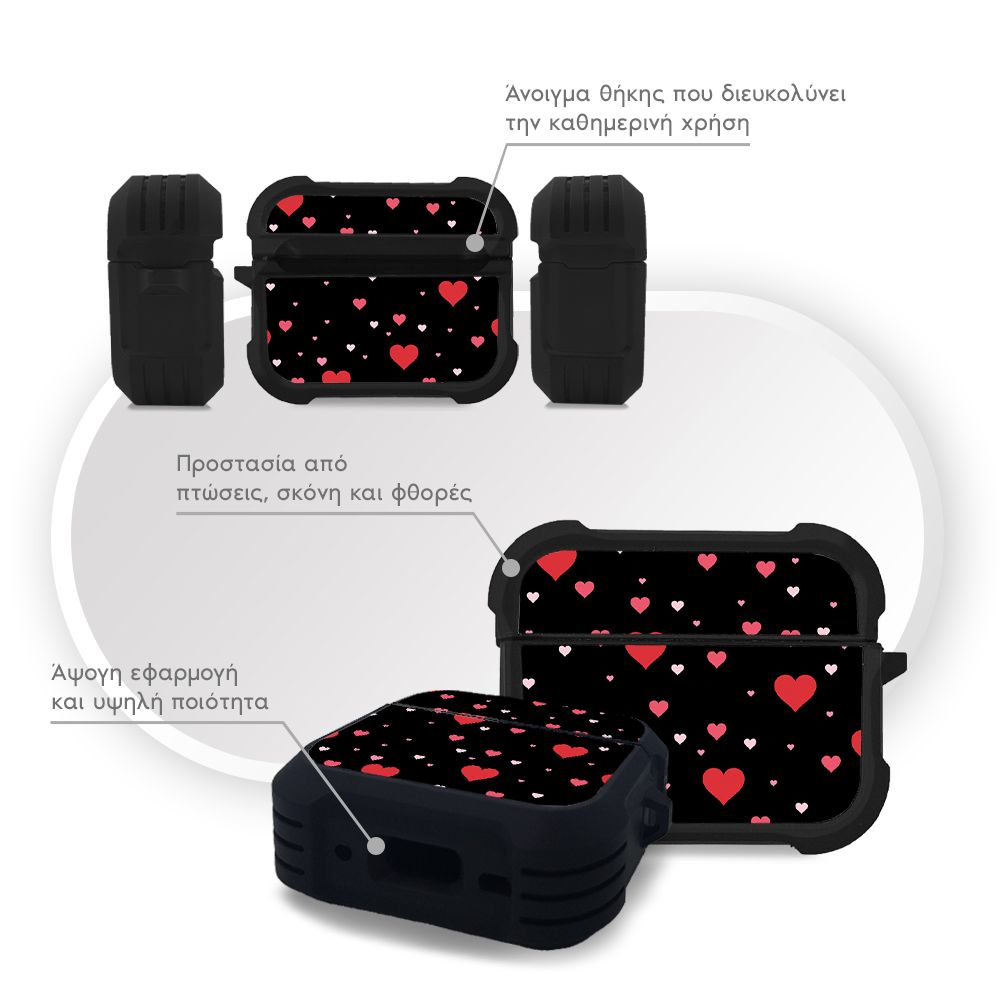 Θήκη Σιλικόνης Sonique Heart Series για AirPods Pro / Pro 2 Μαύρο