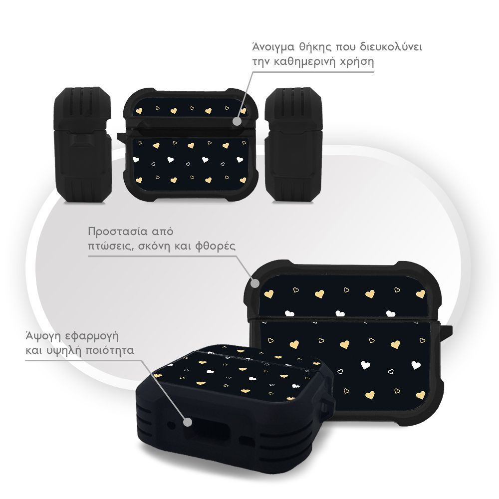 Θήκη Σιλικόνης Sonique Heart Series για AirPods Pro / Pro 2 Μαύρο 01