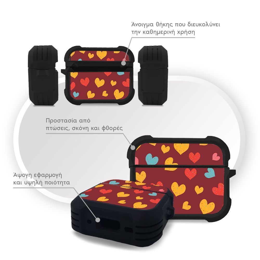 Θήκη Σιλικόνης Sonique Heart Series για AirPods Pro / Pro 2 Μπορντώ