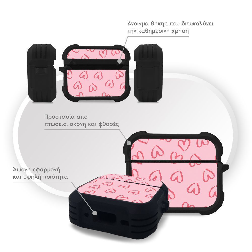 Θήκη Σιλικόνης Sonique Heart Series για AirPods Pro / Pro 2 Ροζ