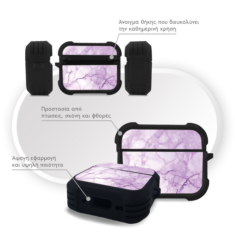 Θήκη Σιλικόνης Sonique Marble Series για AirPods Pro / Pro 2 Βιολετί