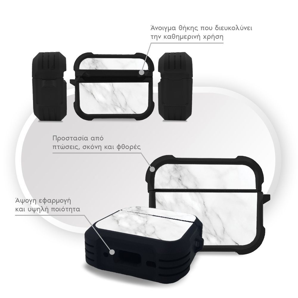 Θήκη Σιλικόνης Sonique Marble Series για AirPods Pro / Pro 2 Λευκό
