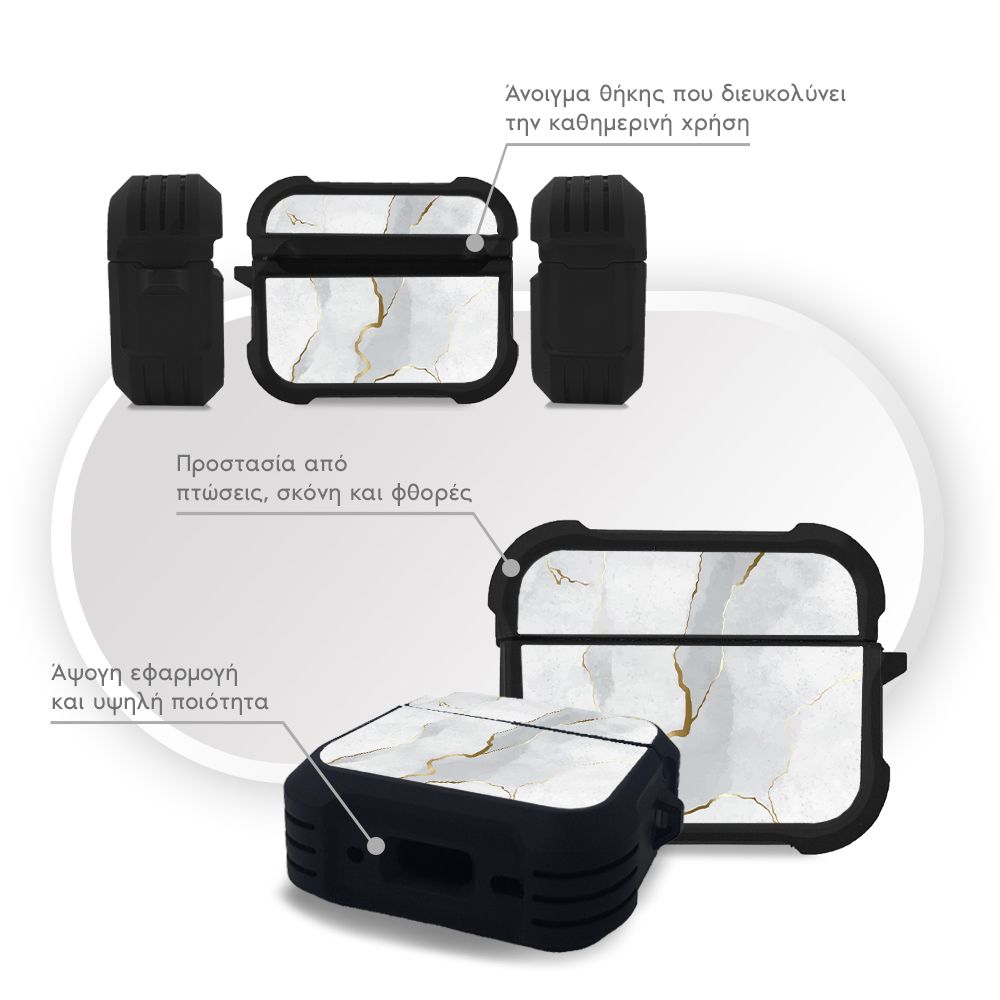 Θήκη Σιλικόνης Sonique Marble Series για AirPods Pro / Pro 2 Λευκό 01