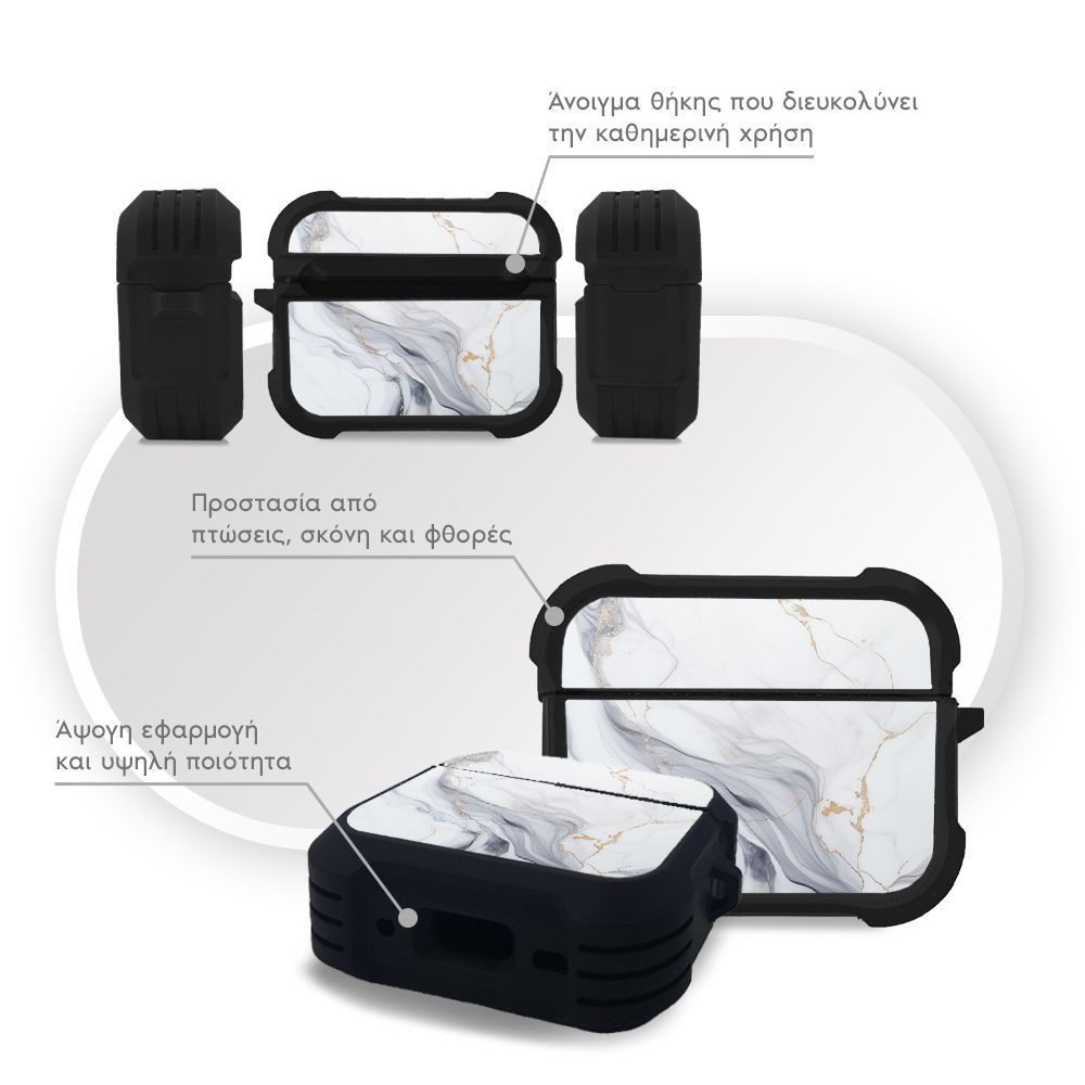 Θήκη Σιλικόνης Sonique Marble Series για AirPods Pro / Pro 2 Λευκό 02