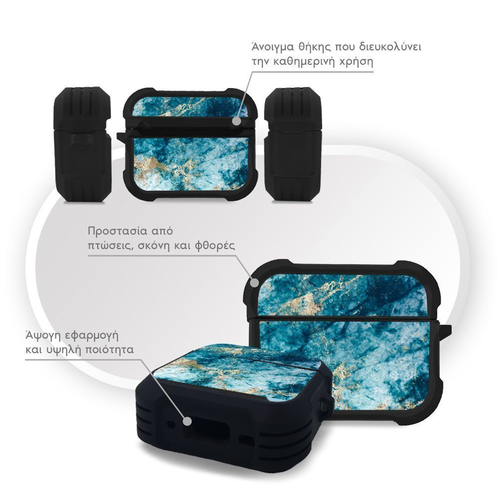 Θήκη Σιλικόνης Sonique Marble Series για AirPods Pro / Pro 2 Μπλε