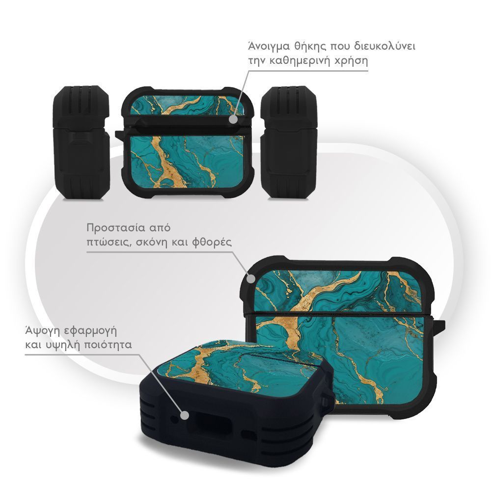 Θήκη Σιλικόνης Sonique Marble Series για AirPods Pro / Pro 2 Πράσινο