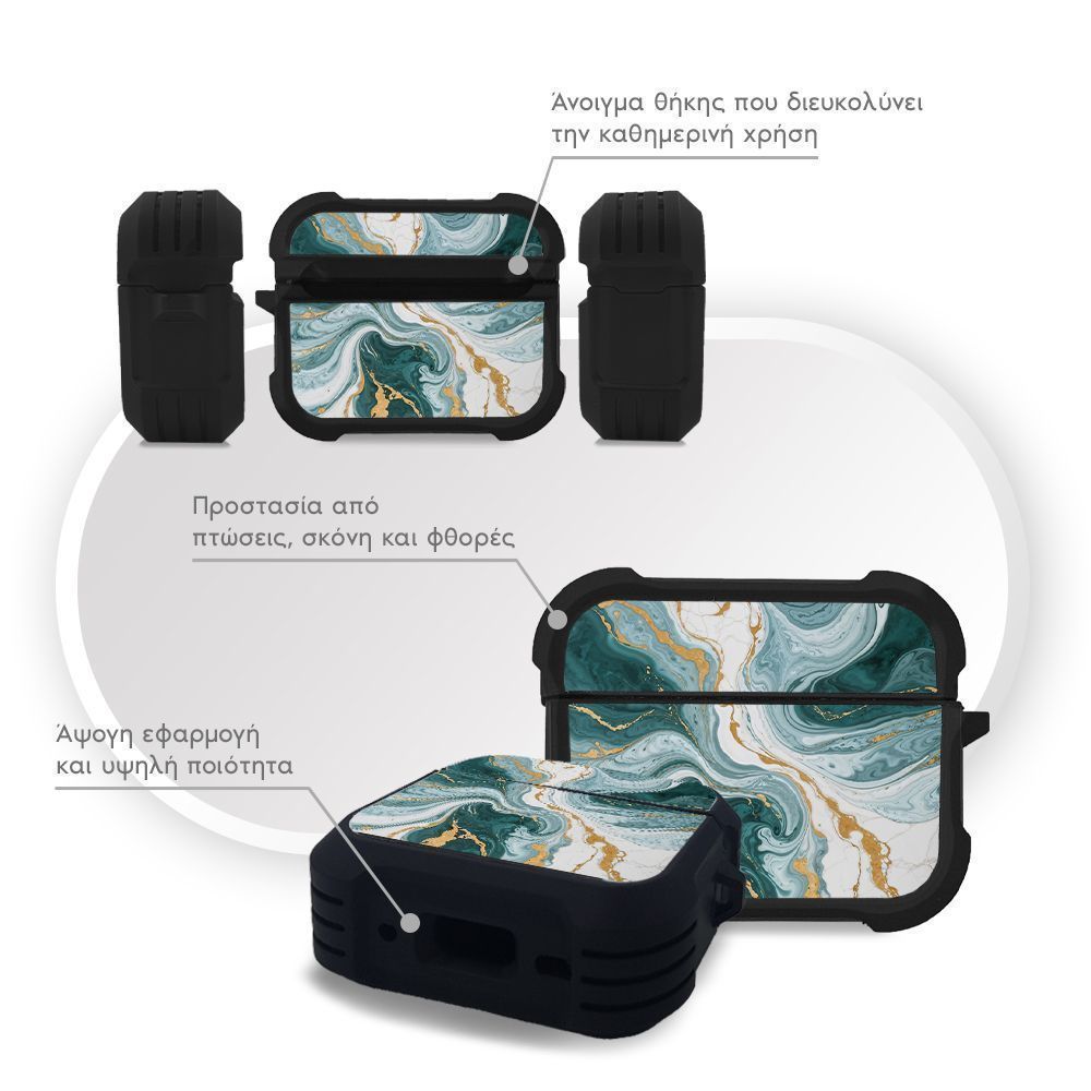 Θήκη Σιλικόνης Sonique Marble Series για AirPods Pro / Pro 2 Πράσινο 01