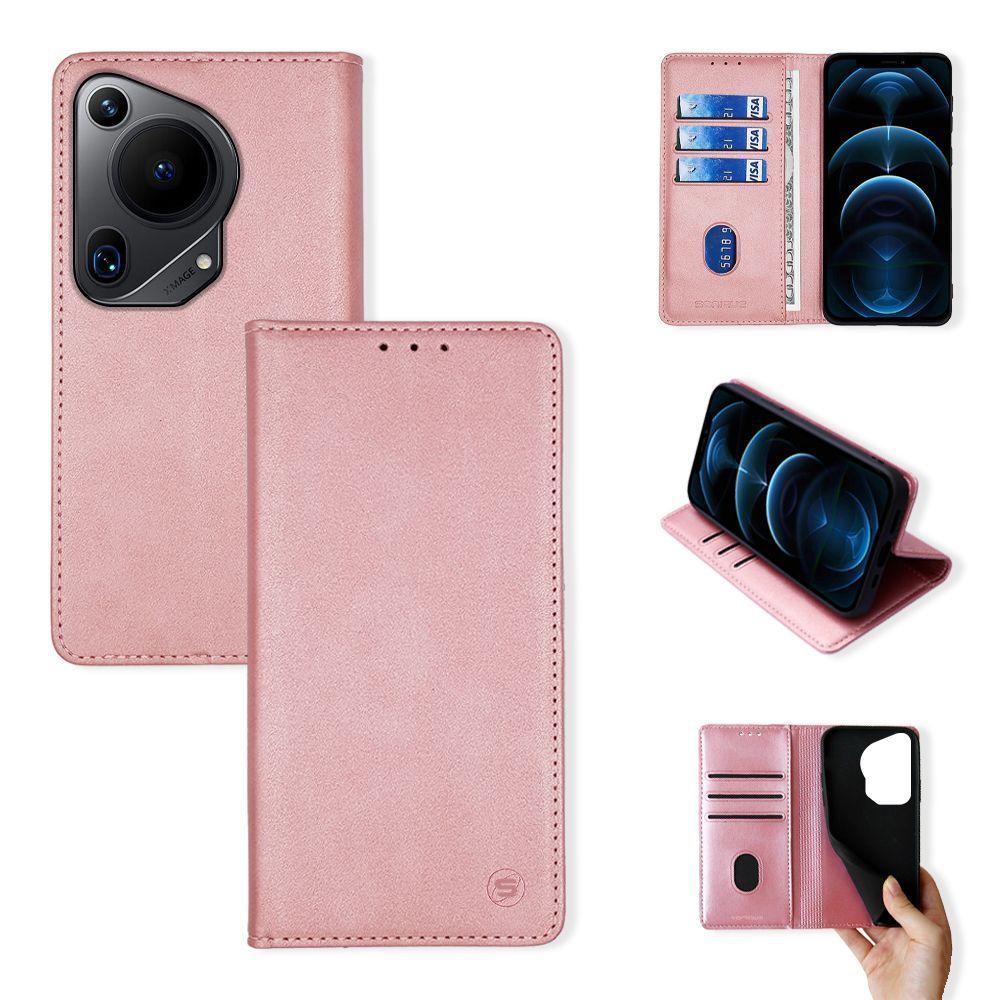 Θήκη Πορτοφόλι Vintage Magnet Wallet Sonique Huawei Pura 70 Ultra Ροζ Χρυσό