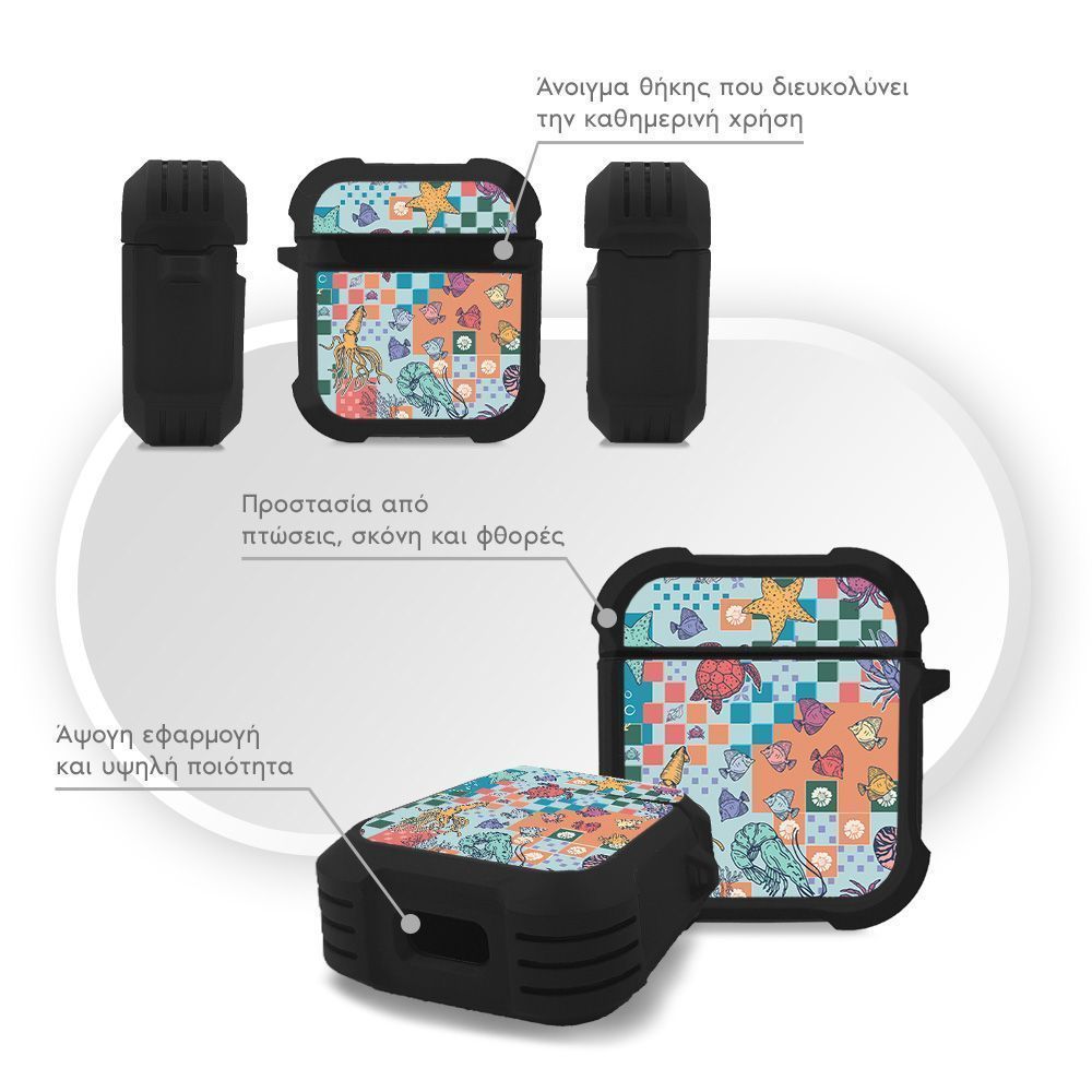 Θήκη Σιλικόνης Sonique Ocean Series για AirPods 1/2 Μωσαϊκό