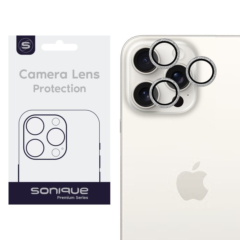 Camera Protection Sonique Glitter Lens Pro Apple iPhone 15 Pro / iPhone 15 Pro Max White Titanium