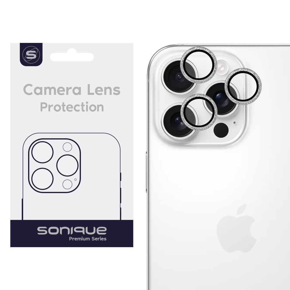 Camera Protection Sonique Glitter Lens Pro Apple iPhone 16 Pro / iPhone 16 Pro Max White Titanium