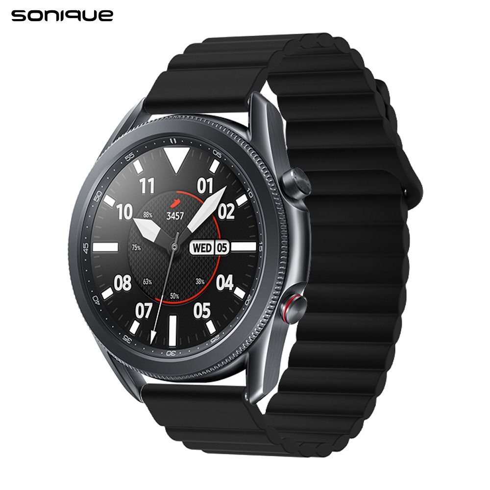 Λουράκι Σιλικόνης Wavy Magnetic Band Sonique 20mm για Samsung, Huawei, Amazfit, Xiaomi, Honor Μαύρο