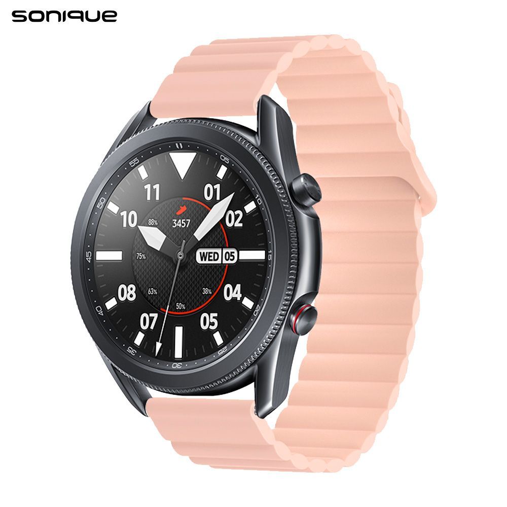 Λουράκι Σιλικόνης Wavy Magnetic Band Sonique 20mm για Samsung, Huawei, Amazfit, Xiaomi, Honor Ροζ