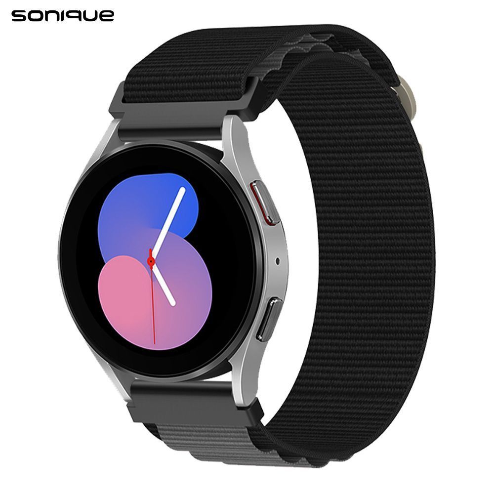 Λουράκι Nylon Alpine Loop Band Sonique 20mm για Samsung, Huawei, Amazfit, Xiaomi, Honor Μαύρο / Γκρι