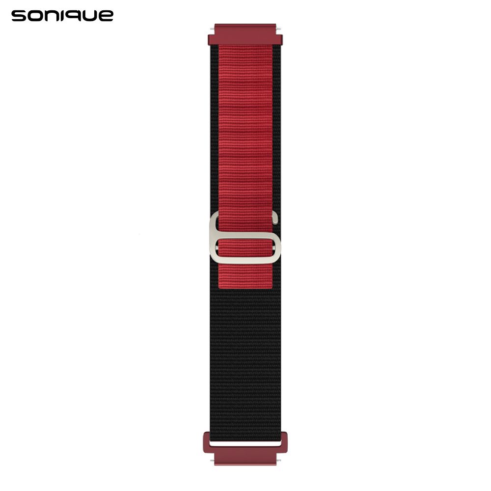 Λουράκι Nylon Alpine Loop Band Sonique 22mm για Samsung, Huawei, Amazfit, Xiaomi, Honor Μαύρο / Κόκκινο