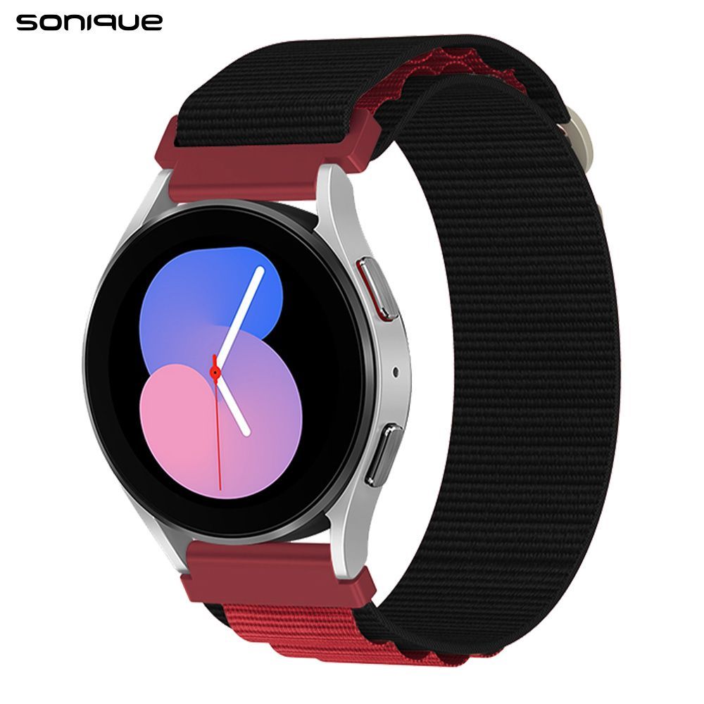 Λουράκι Nylon Alpine Loop Band Sonique 22mm για Samsung, Huawei, Amazfit, Xiaomi, Honor Μαύρο / Κόκκινο