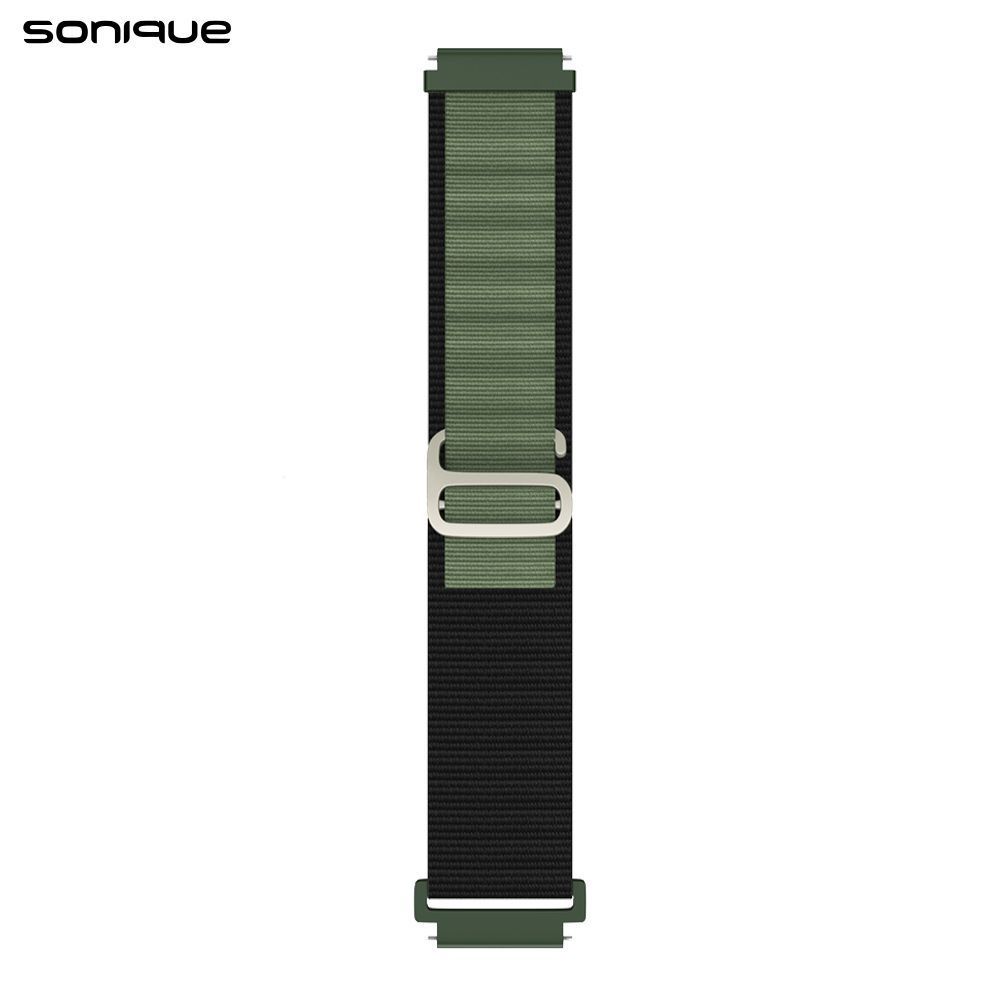 Λουράκι Nylon Alpine Loop Band Sonique 22mm για Samsung, Huawei, Amazfit, Xiaomi, Honor Μαύρο / Χακί