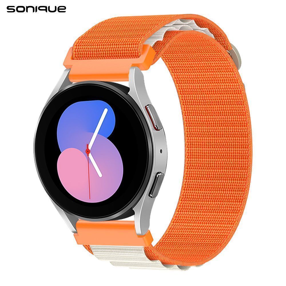 Λουράκι Nylon Alpine Loop Band Sonique 22mm για Samsung, Huawei, Amazfit, Xiaomi, Honor Πορτοκαλί / Μπεζ