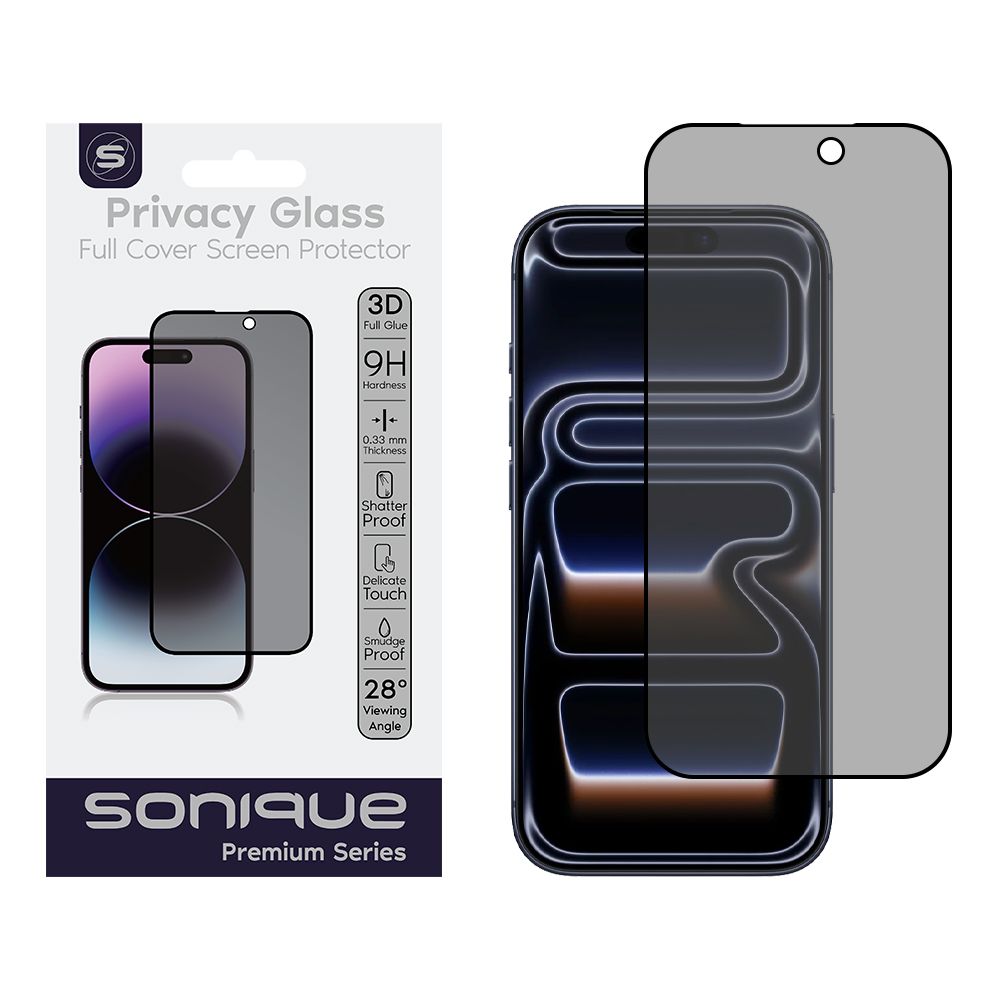Privacy Glass Sonique Premium Series HD Full Cover 9H Apple iPhone 17 Pro Μαύρο