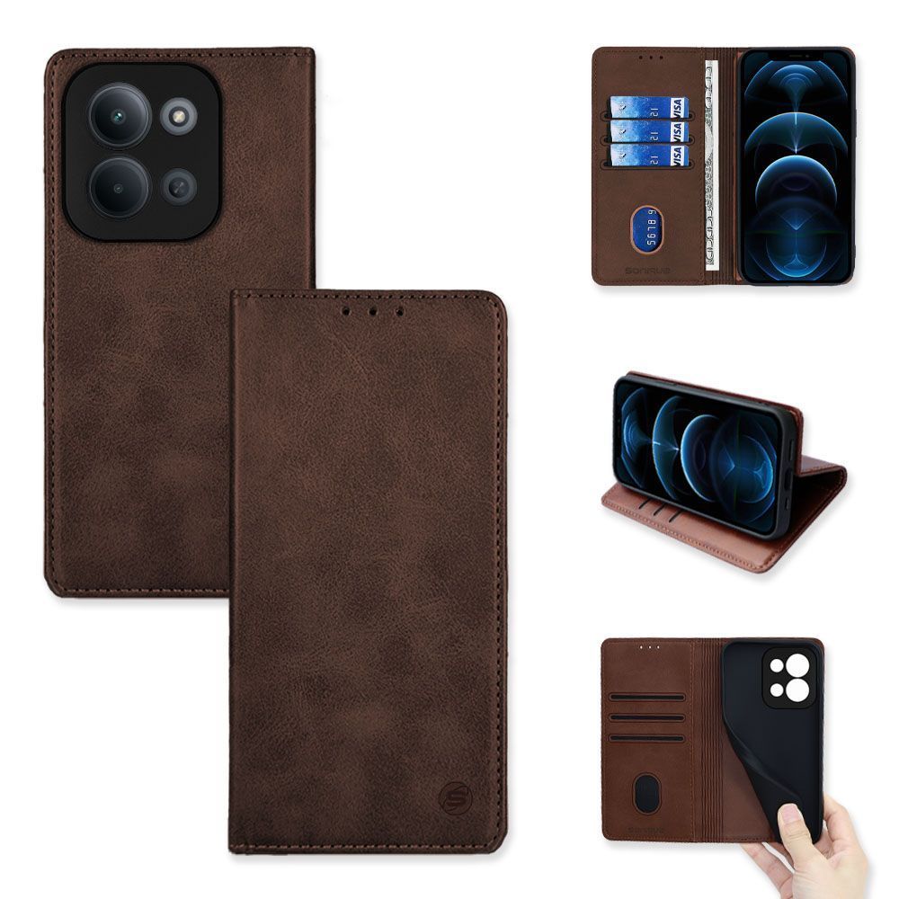 Θήκη Πορτοφόλι Vintage Magnet Wallet Sonique Xiaomi Redmi 15C 4G 173mm / Redmi 15C 5G 173mm / Poco C85 4G Καφέ