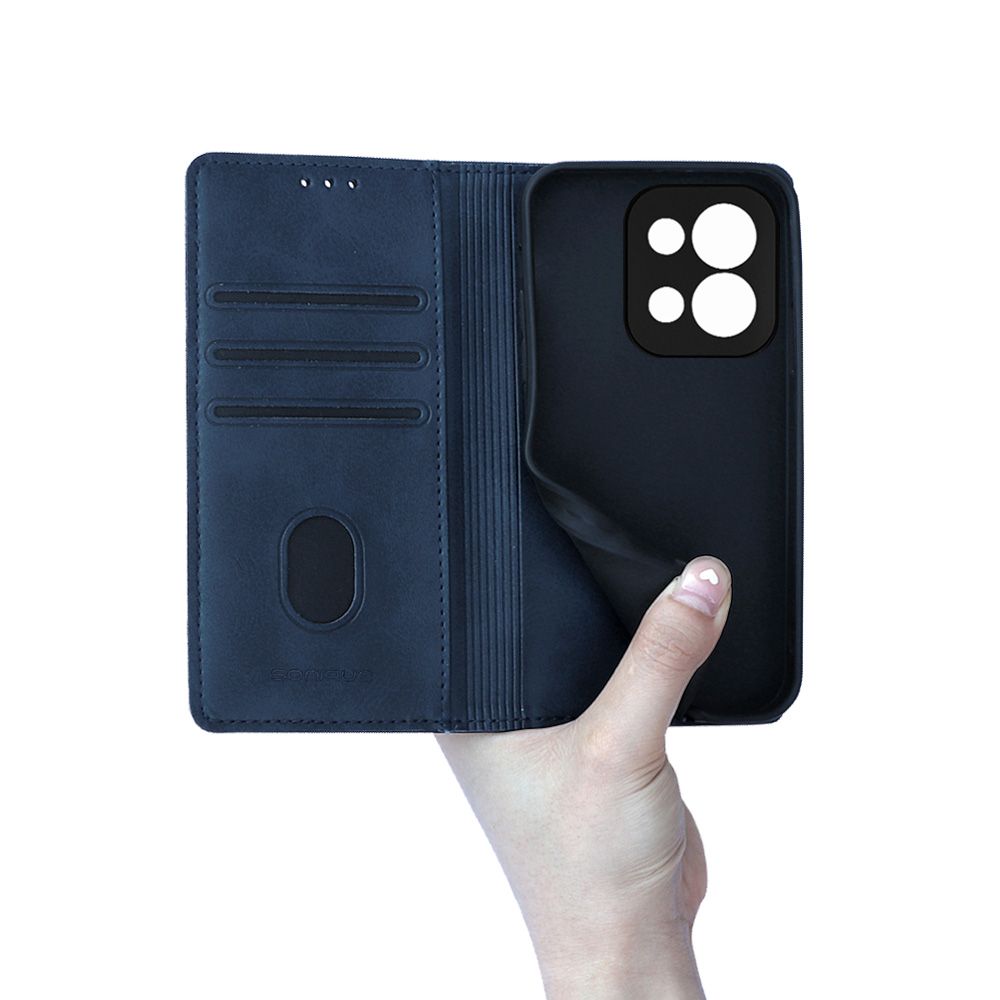 Θήκη Πορτοφόλι Vintage Magnet Wallet Sonique Xiaomi Redmi 15C 4G 173mm / Redmi 15C 5G 173mm / Poco C85 4G Μπλε Σκούρο