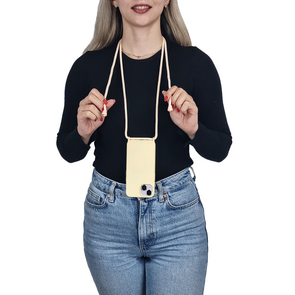 Θήκη Σιλικόνης με Κορδόνι CarryHang Sonique Apple iPhone 17 Pro Μπεζ